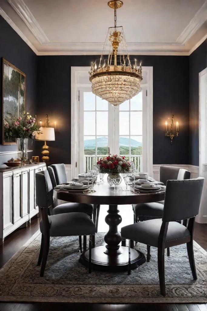 A cozy and intimate dining room with a smaller scale table and