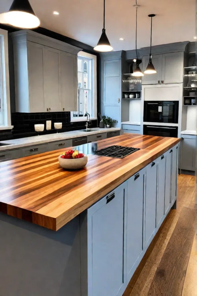 A cozy kitchen with a streamlined island that maximizes the available space