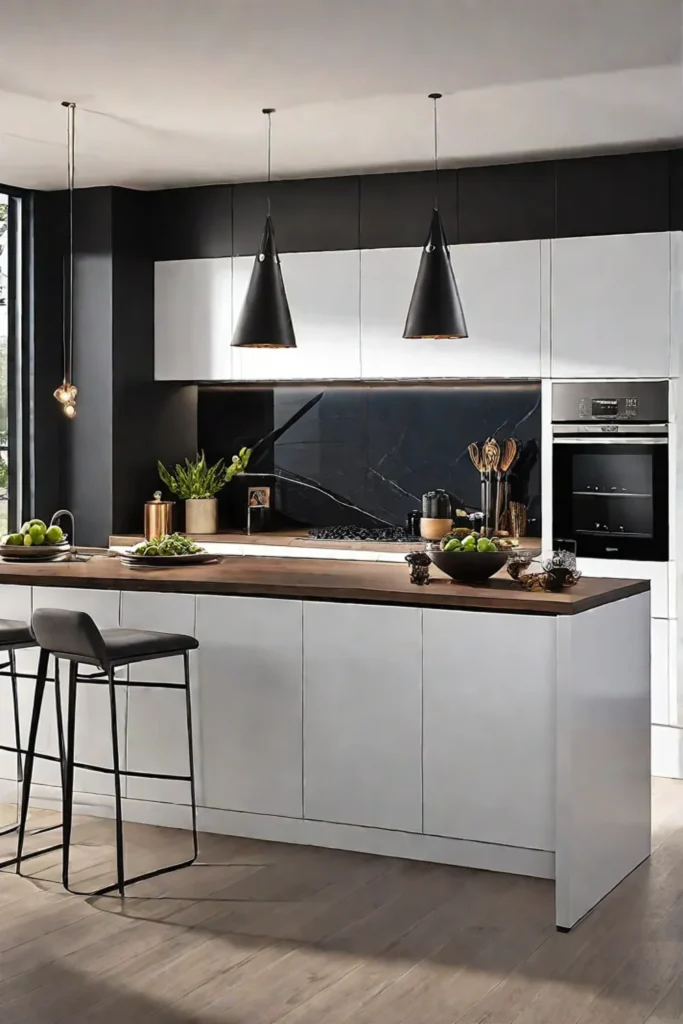 A kitchen island cabinet with various customized storage solutions such as pullout