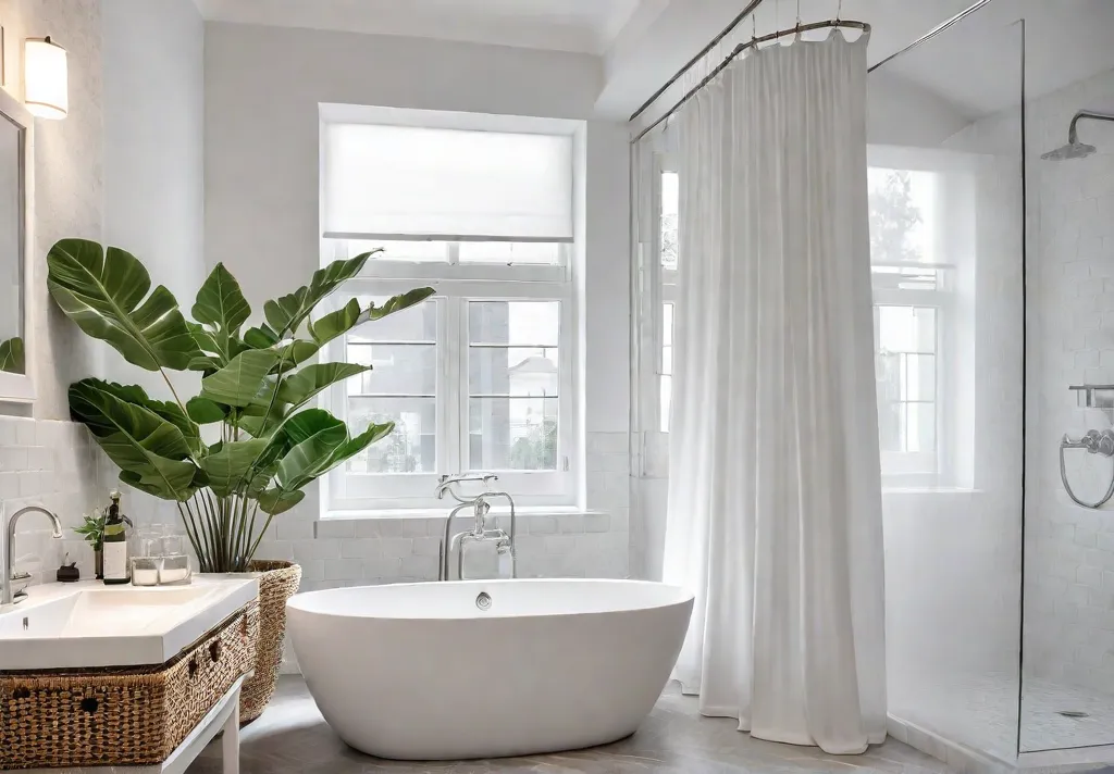 A small bathroom with white walls porcelain tile flooring a white porcelainfeat