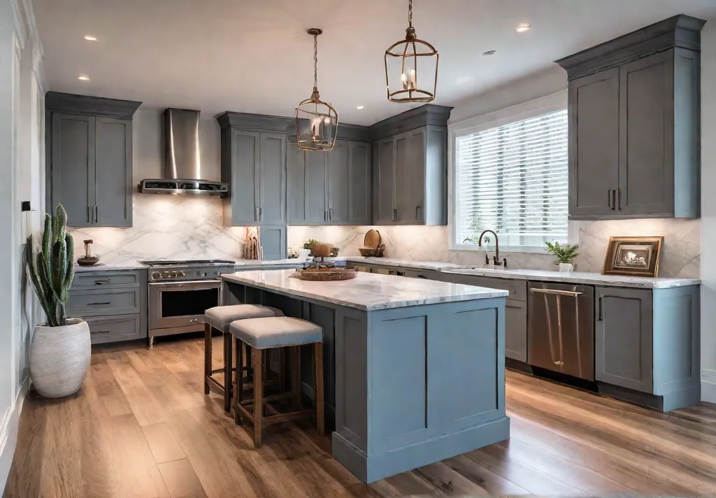 A spacious kitchen bathed in soft neutral tones with creamy white wallsfeat