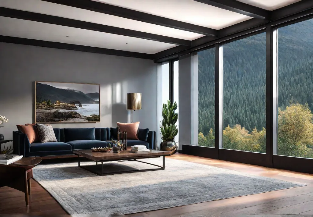 A spacious living room bathed in natural light featuring rich dark hardwoodfeat