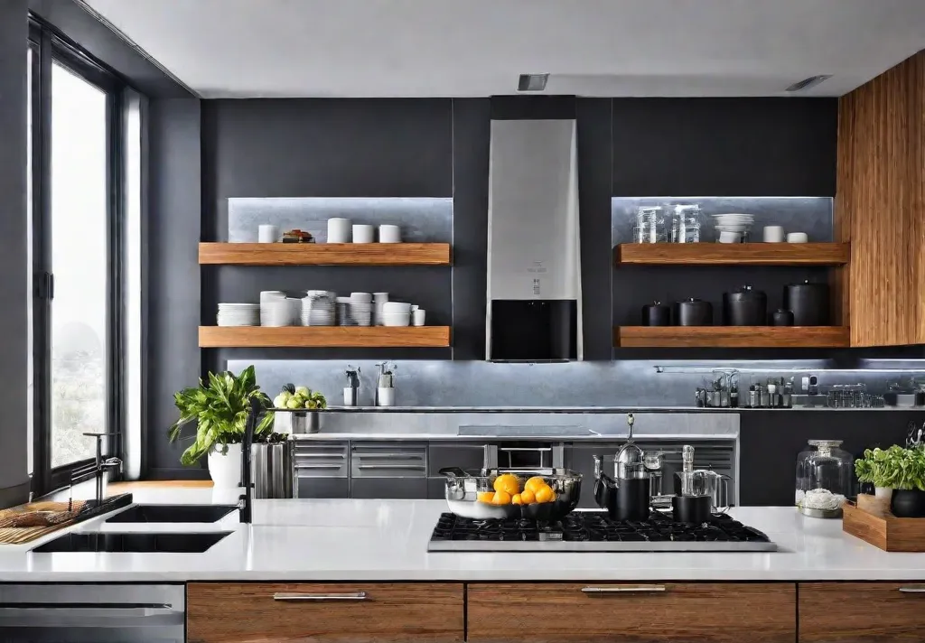 A wellorganized kitchen with decluttered countertops optimized storage solutions and labeled containersfeat