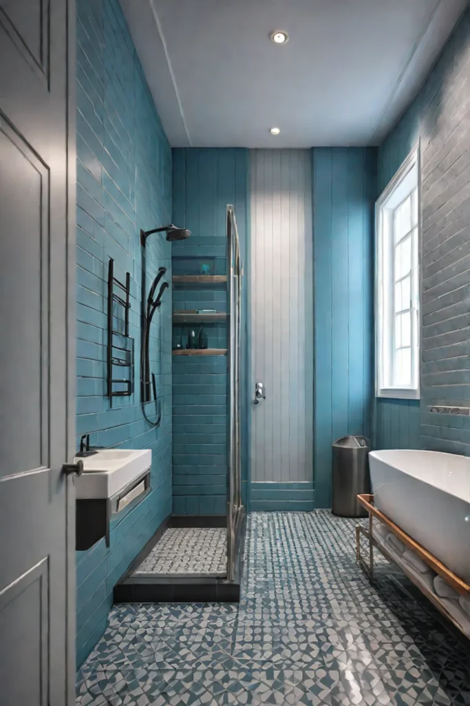 Accessible coastal bathroom with slipresistant tile flooring