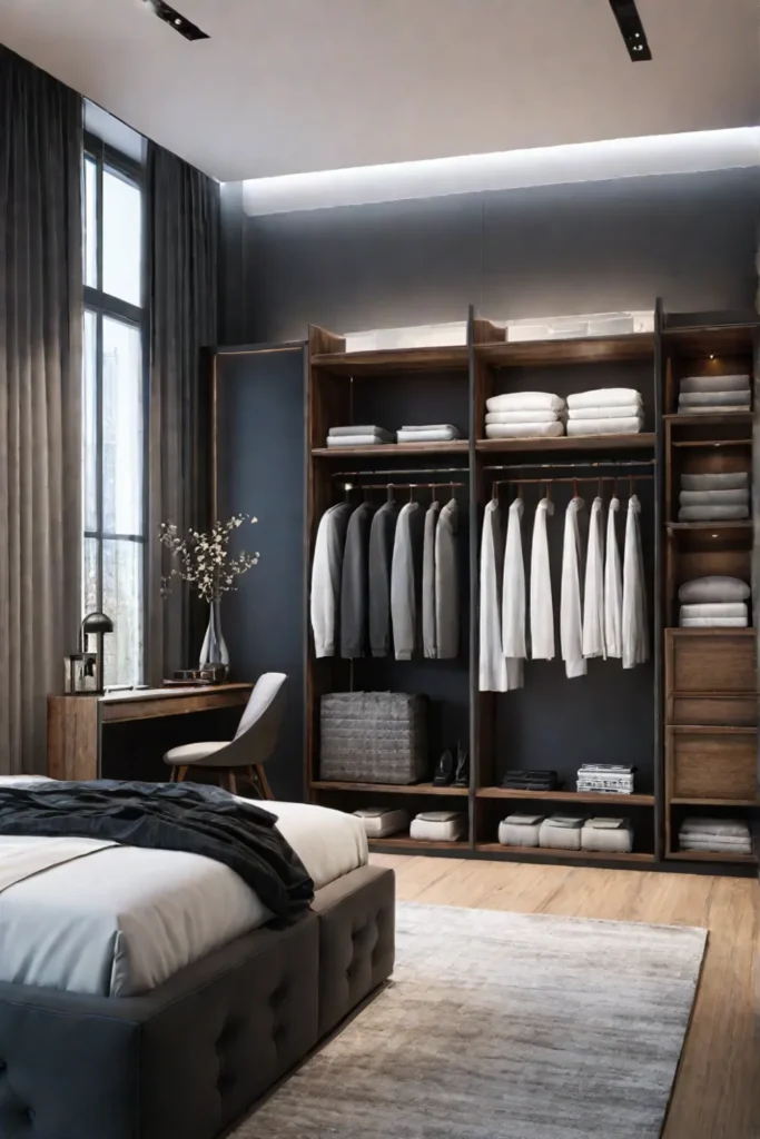 Balanced bedroom storage design