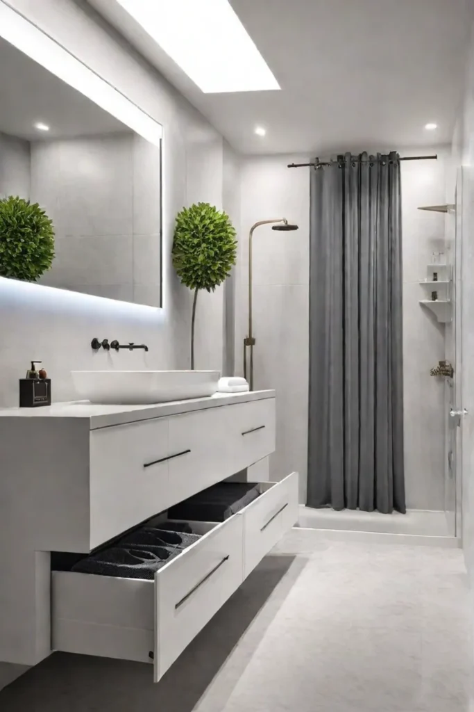 Bathroom with cohesive storage solutions