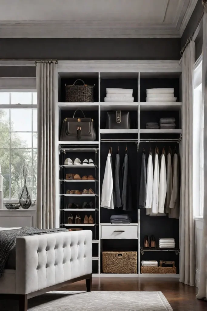 Bedroom with custom closet storage