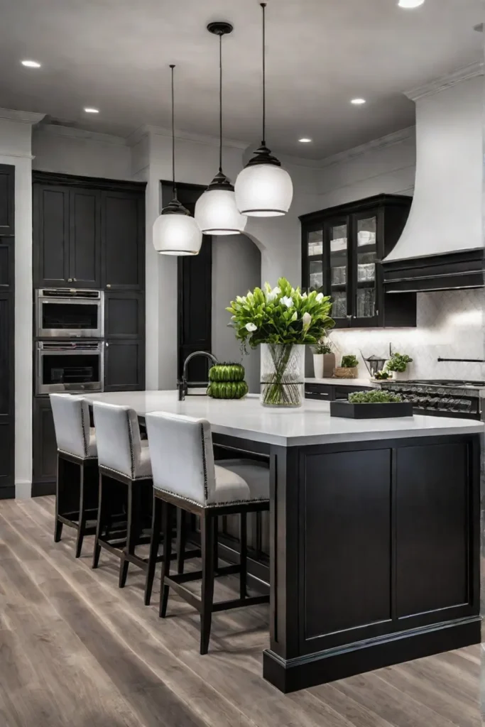 Classic kitchen design with black and white elements