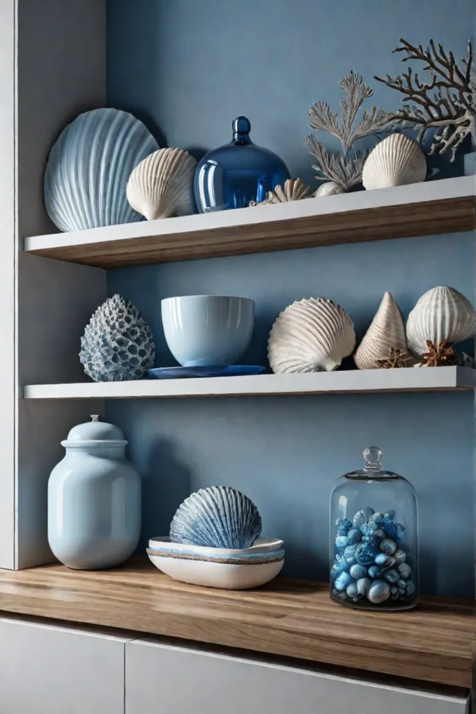 Coastal kitchen with seashell decor