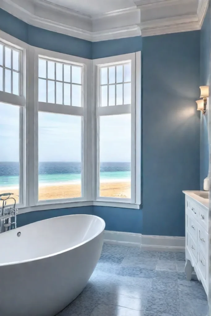 Coastalinspired bathroom with ocean view