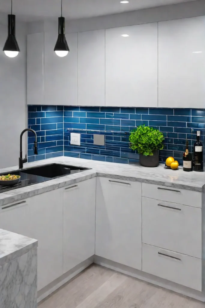 Contemporary kitchen with stainless steel backsplash