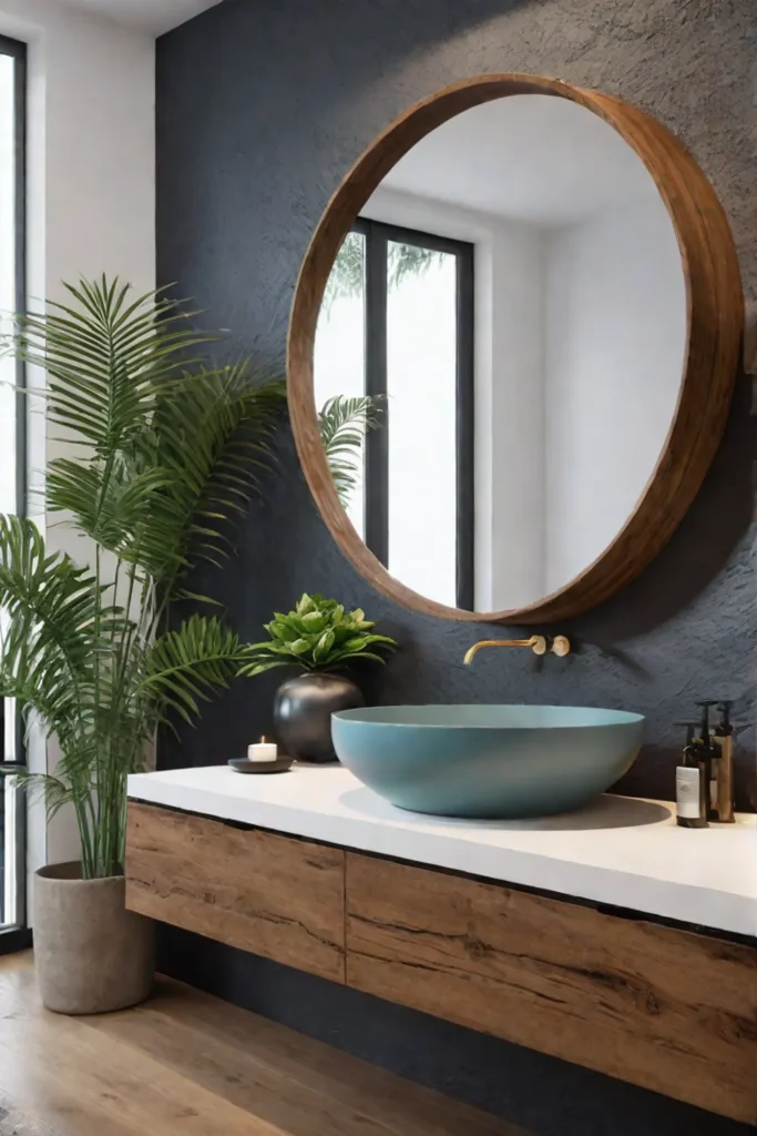 Cozy bathroom with rustic wood vanity