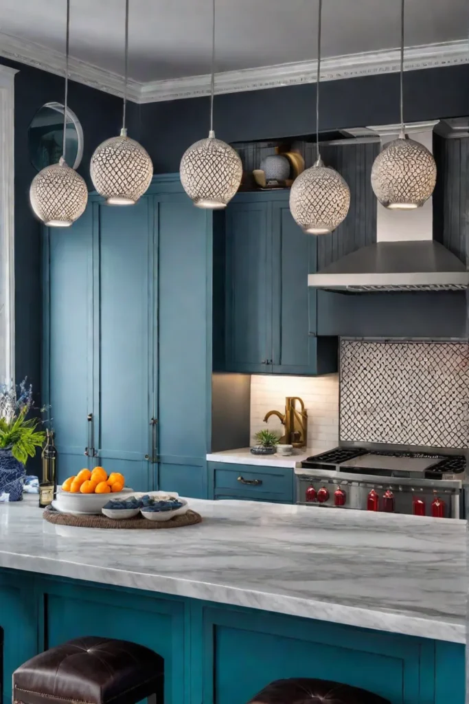 Eclectic Kitchen with Pendant Lighting