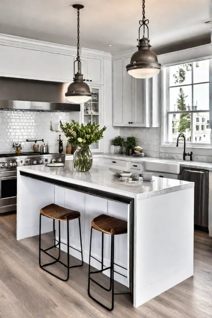 Kitchen island with builtin charging station