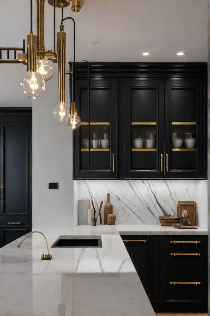 Kitchen with black cabinets