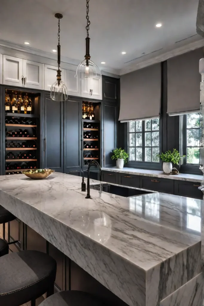 Kitchen with butlers pantry wet bar and wine cellar