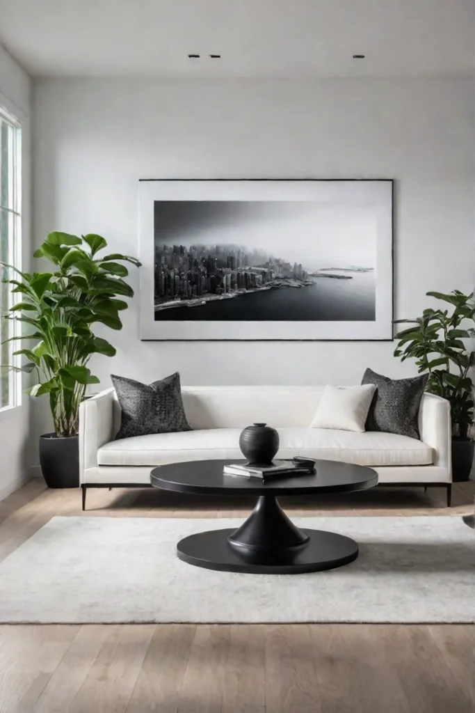 Living room with abstract art