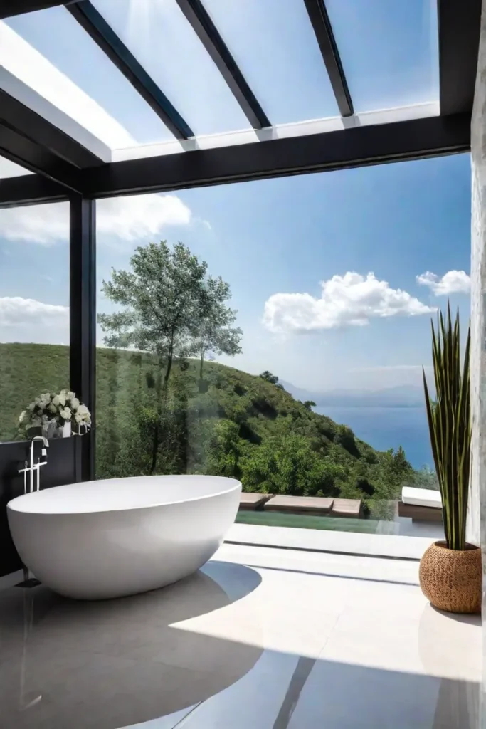 Luxurious master bathroom with natural daylight