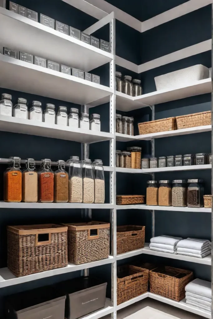 Minimalist pantry with clean lines and neutral colors