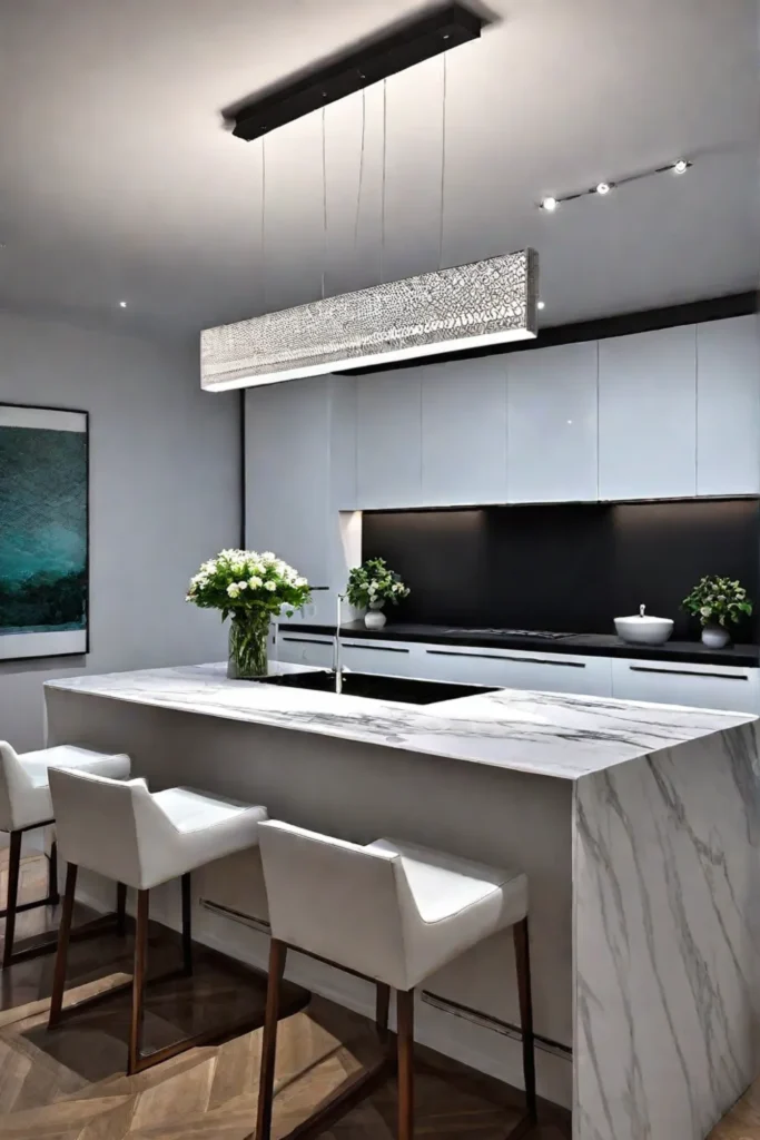 Modern luxury kitchen with ambient and task lighting