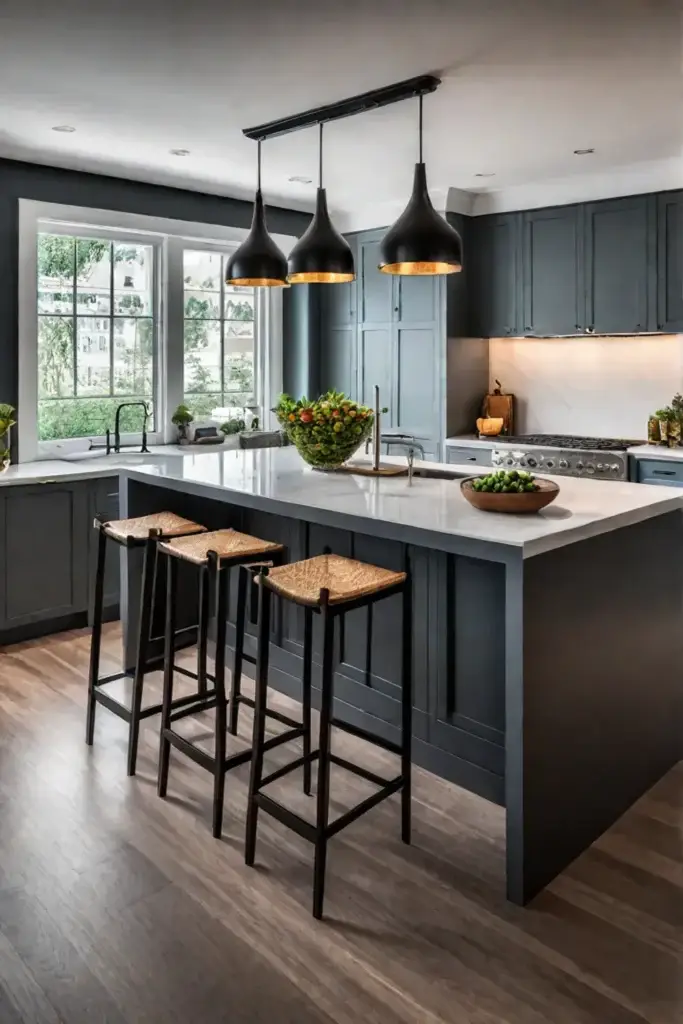 Multifunctional kitchen island with cooktop and seating