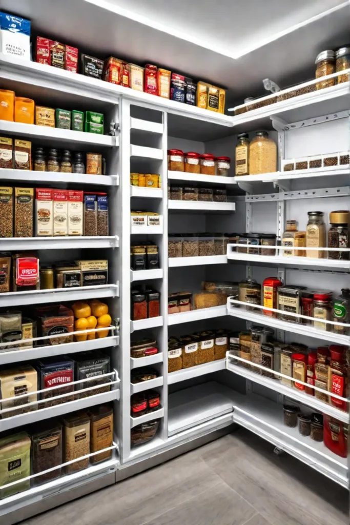 Pantry door with racks and organizers for storage