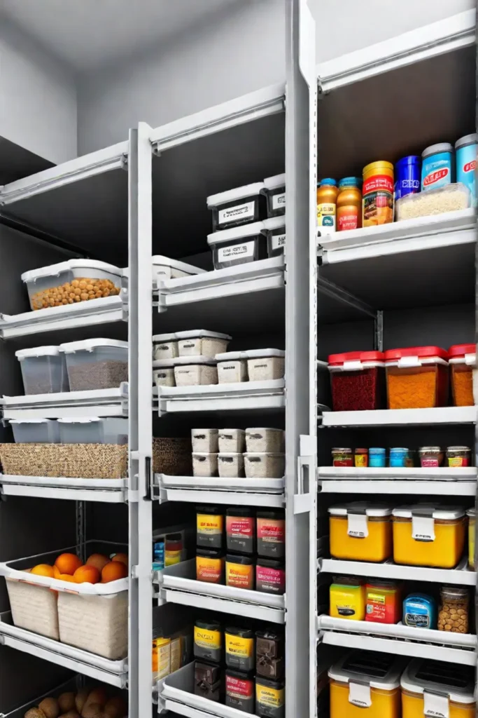 Pantry organization with adjustable shelves