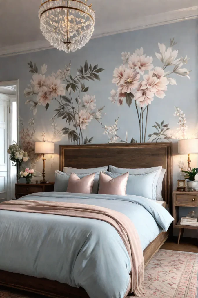 Pastel floral bedroom wallpaper