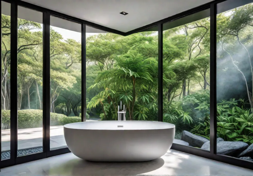 A luxurious bathroom bathed in natural light featuring a freestanding bathtub craftedfeat