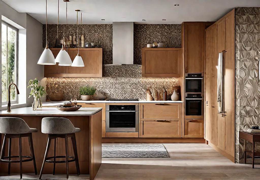 A modern kitchen bathed in natural light showcasing a harmonious blend offeat