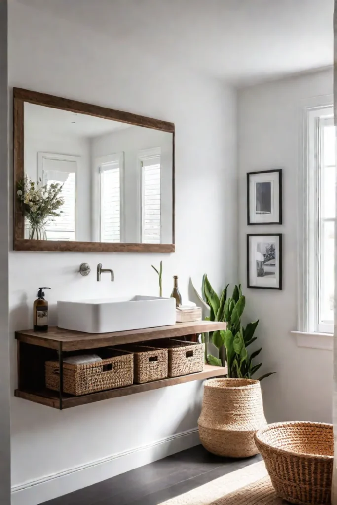 A bright and airy bathroom with repurposed elements