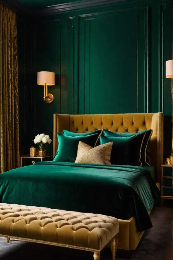 Bedroom design with intense color palette