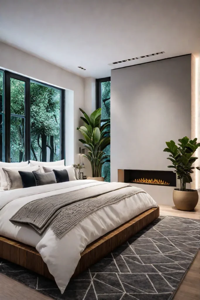 Bedroom with airpurifying plants and natural ambiance