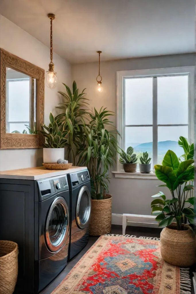 Bohemian laundry room with petfriendly ambiance