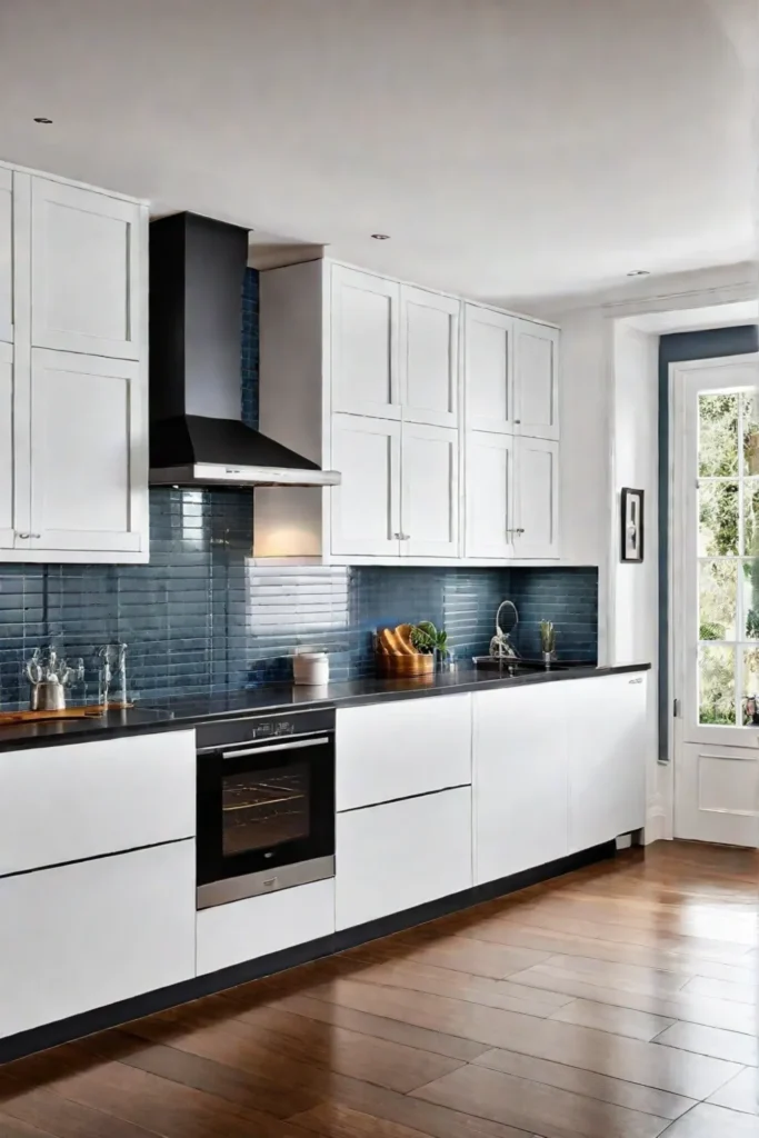 Bright white kitchen island maximizing space