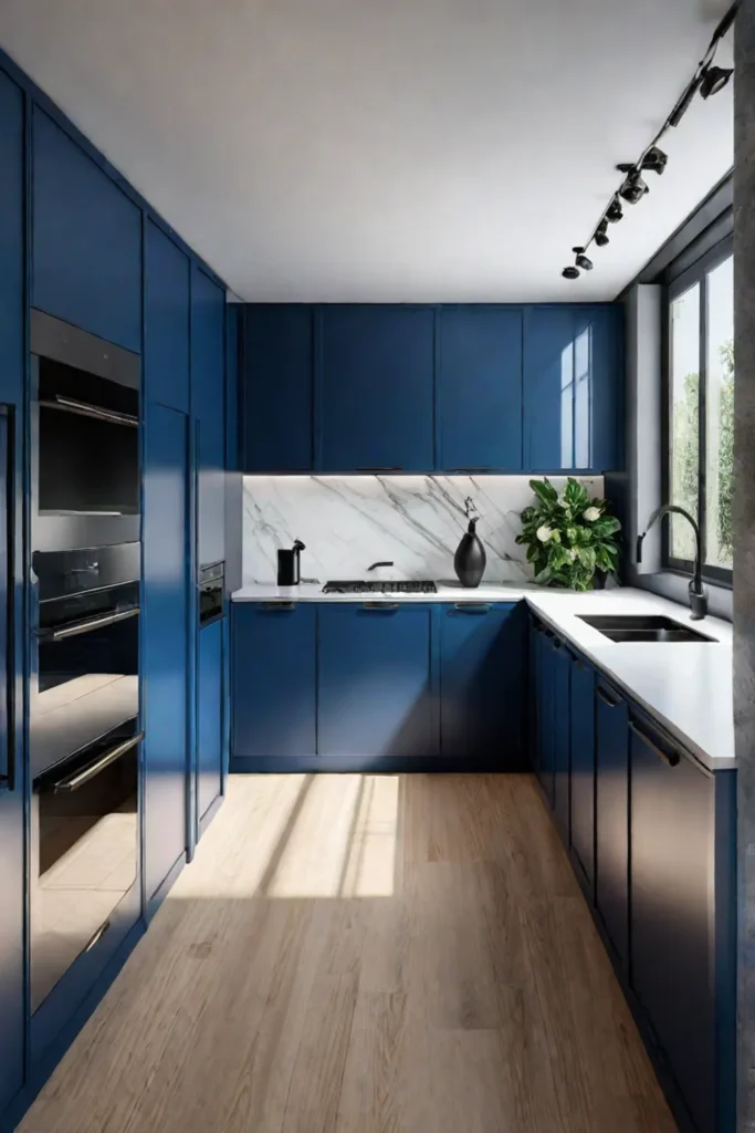 Calm and welcoming kitchen in blue and white