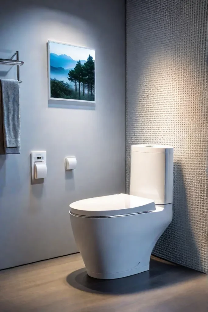 Closeup of hygienic and sustainable smart toilet design