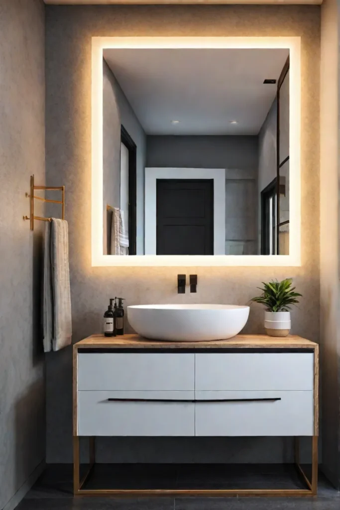 Cohesive design theme in a spalike bathroom