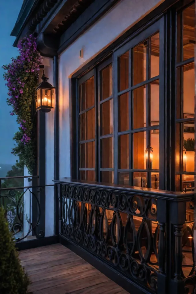 Cozy balcony with safe and inviting lighting