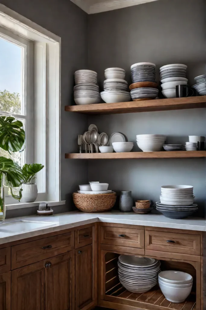 Cozy kitchen with organized shelves