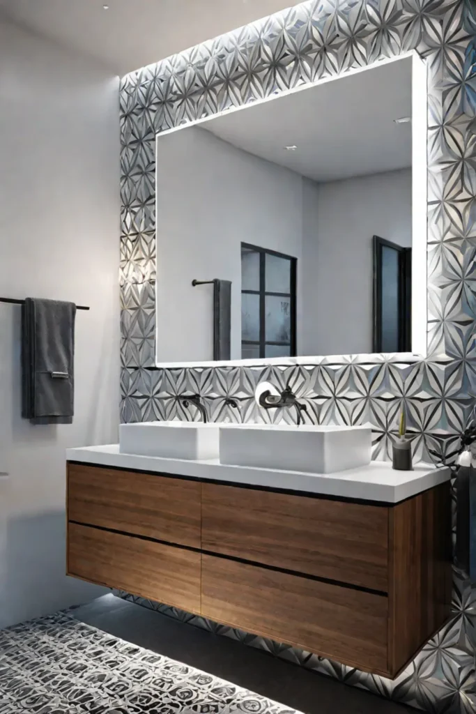 Geometric tile bathroom with smart technology