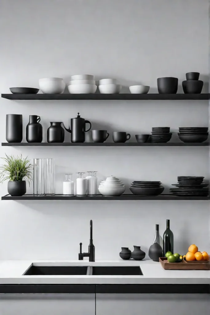 Achieving a minimalist aesthetic with open shelving in a kitchen