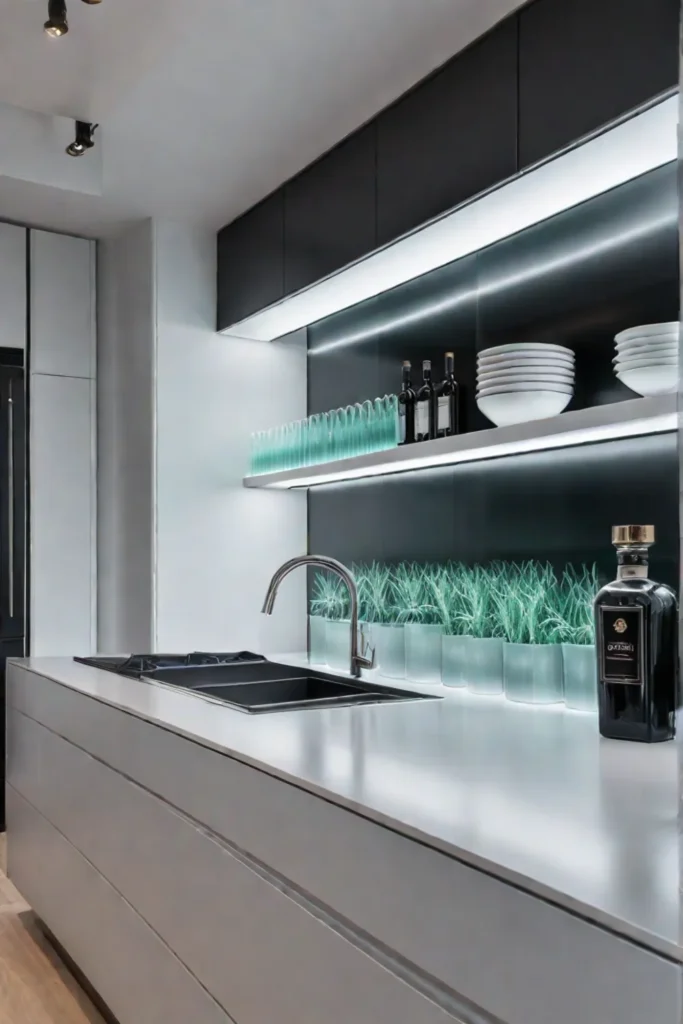 Adding a touch of elegance with illuminated glass shelves