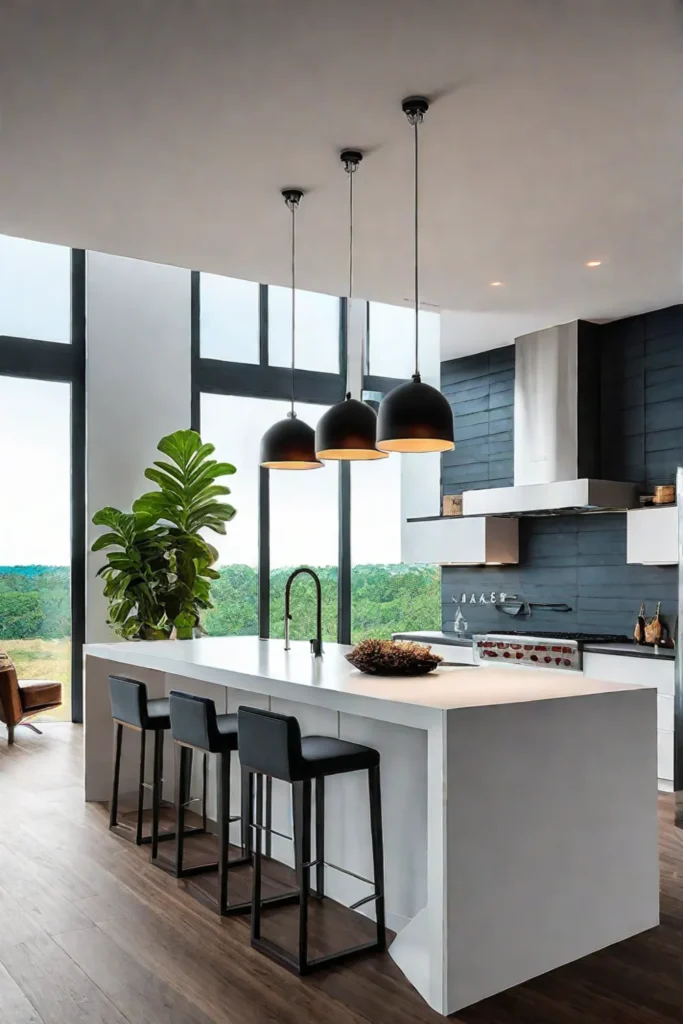 Bright and airy kitchen with multiple light sources