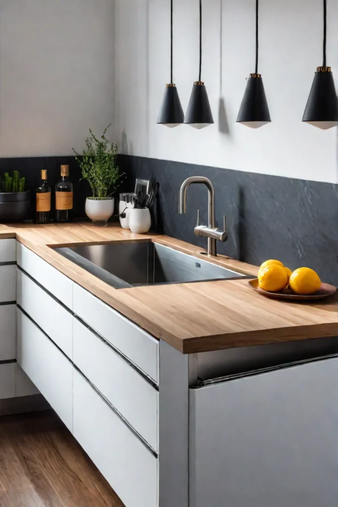 Clean and organized kitchen drawers with designated compartments