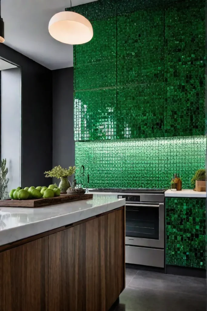 Ecofriendly kitchen design with recycled glass and bamboo