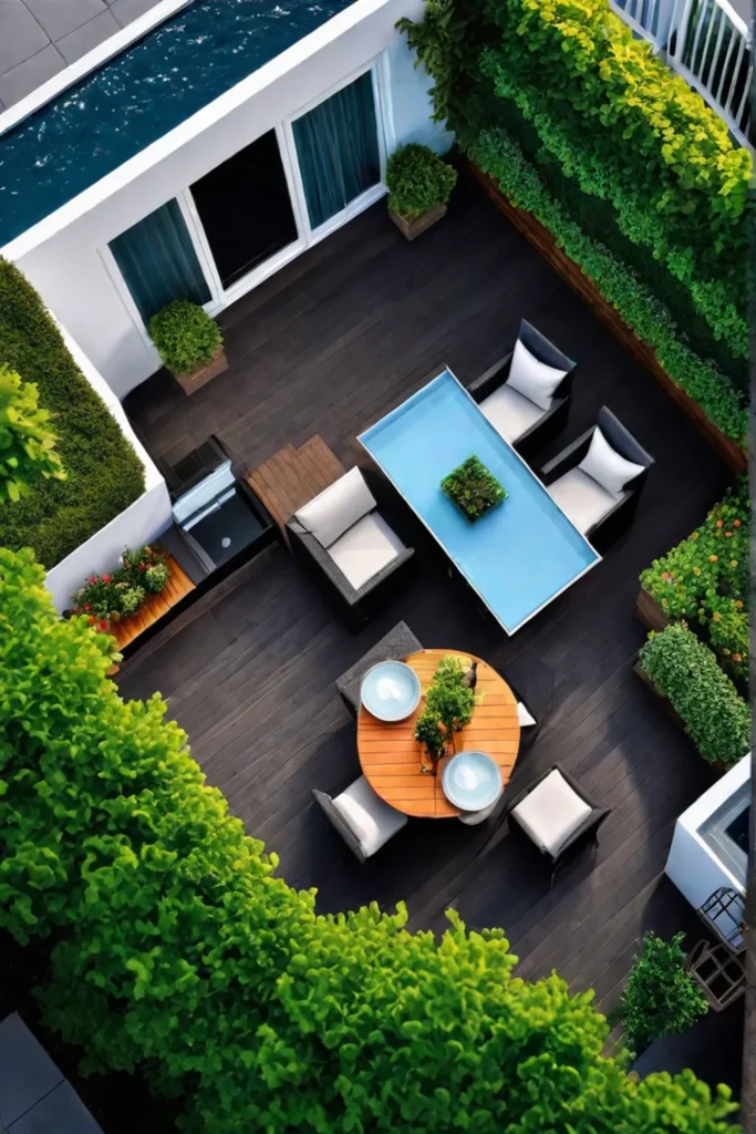 Overhead view of a welldesigned small deck