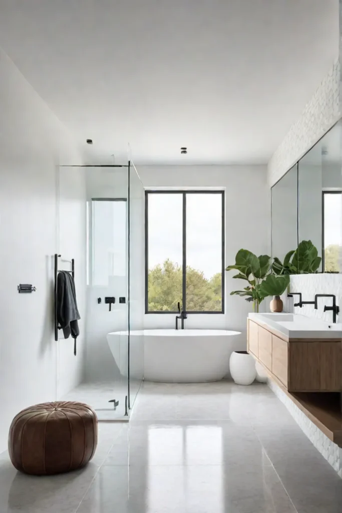 Allwhite bathroom with modern fixtures