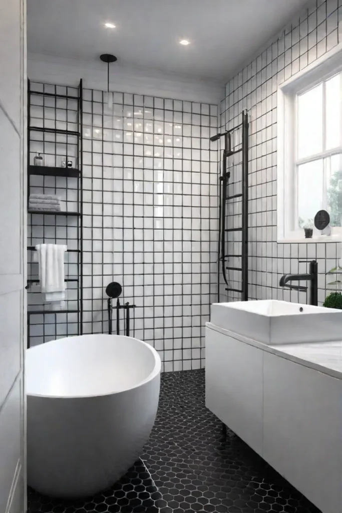 Black and white minimalist bathroom