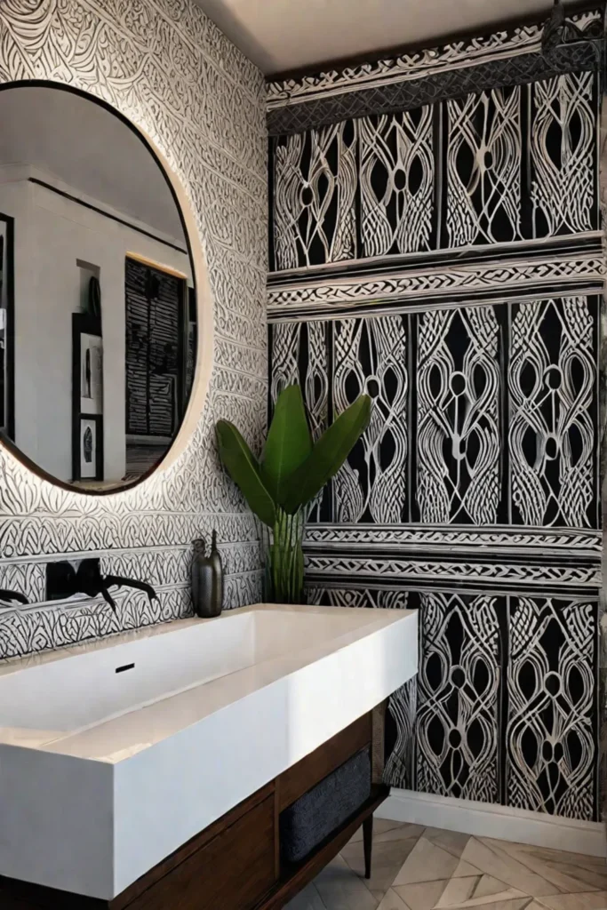 Bohemian bathroom wallpaper